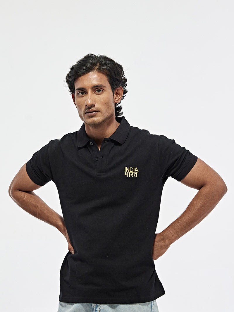 Bharat-India Polo Shirt - Black
