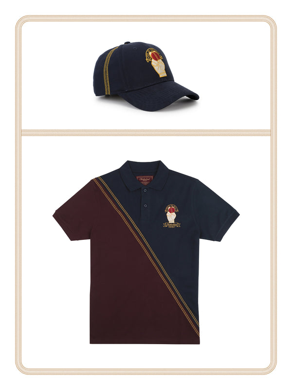 Cricket Polo Shirt - Navy & Maroon and Cricket Cap - Navy