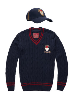 Cricket Sweater - Navy and Cricket Cap - Navy