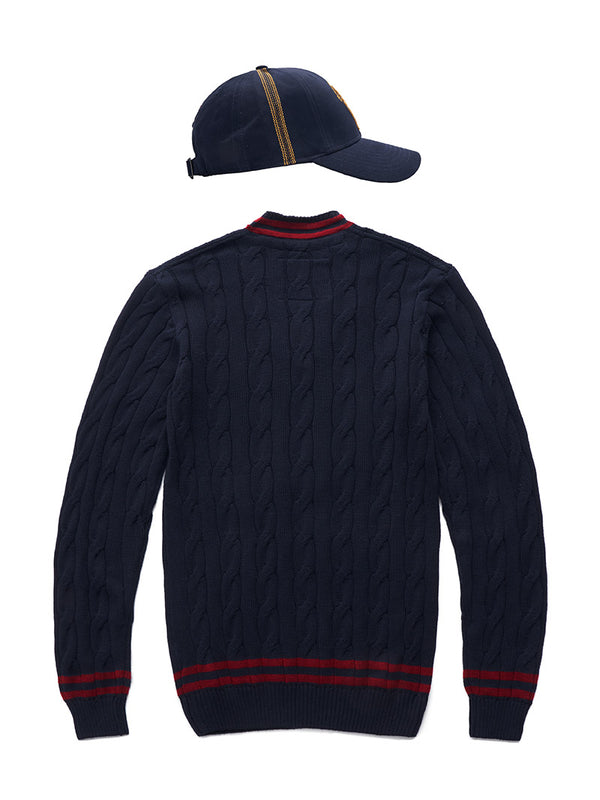 Cricket Sweater - Navy and Cricket Cap - Navy