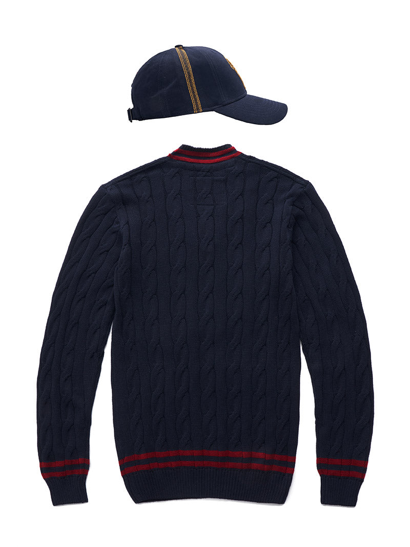 Cricket Sweater - Navy and Cricket Cap - Navy