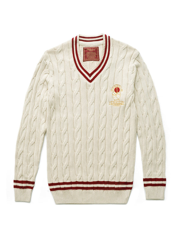 Cricket Sweater - Off White and Cricket Cap - Navy