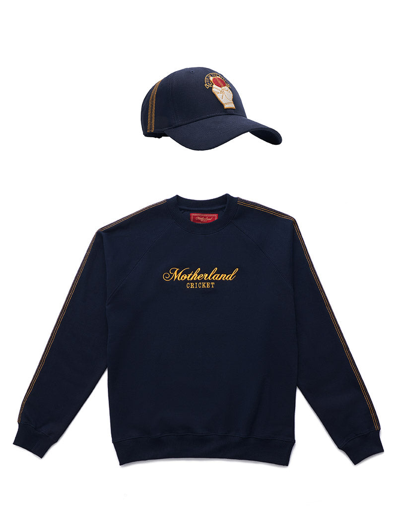 Cricket Sweatshirt - Navy and Cricket Cap