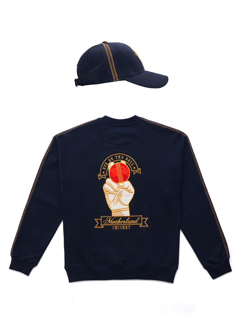 Cricket Sweatshirt - Navy and Cricket Cap