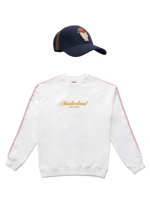 Cricket Sweatshirt - White and Cricket Cap