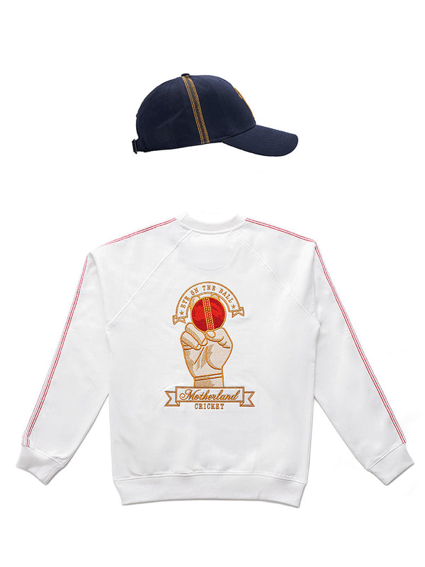 Cricket Sweatshirt - White and Cricket Cap