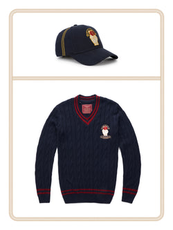 Cricket Sweater - Navy and Cricket Cap - Navy