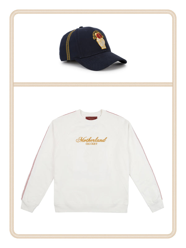 Cricket Sweatshirt - White and Cricket Cap