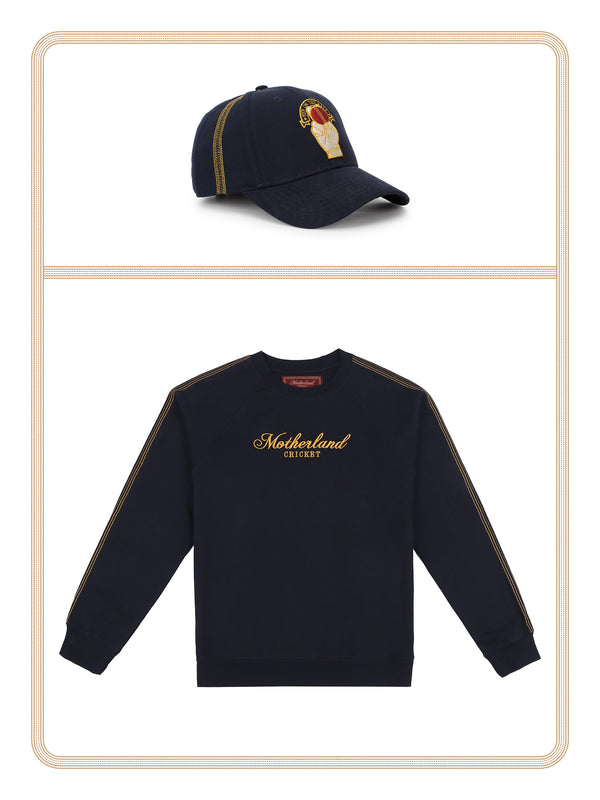 Cricket Sweatshirt - Navy and Cricket Cap