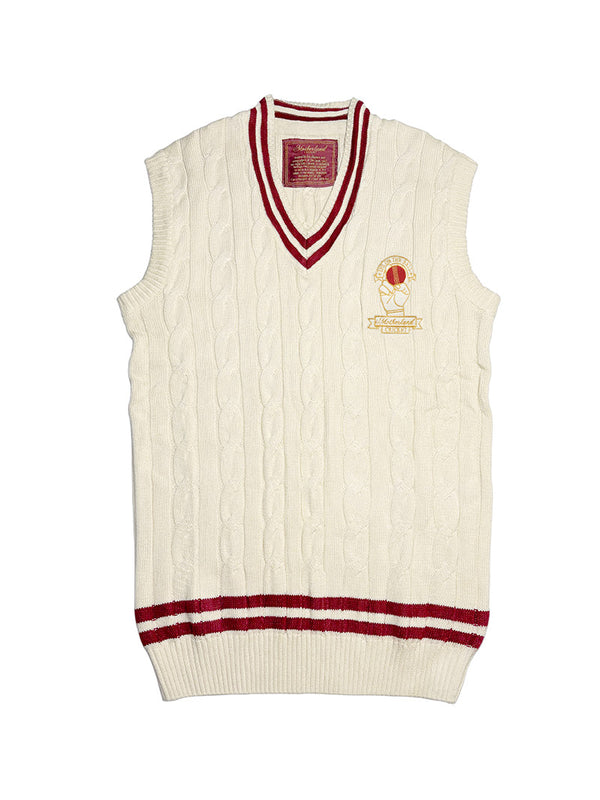 Sleeveless Cricket Sweater – Off White, Unisex Fit