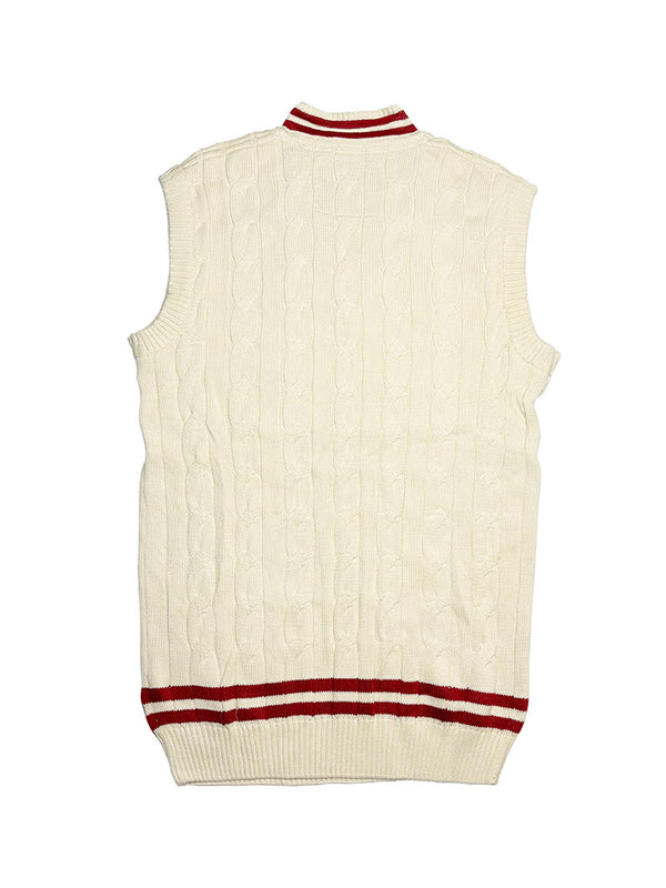 Sleeveless Cricket Sweater – Off White, Unisex Fit