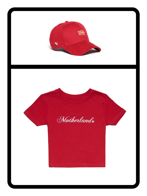 Motherland Classic Crop Top &  Bharat-India Cap
