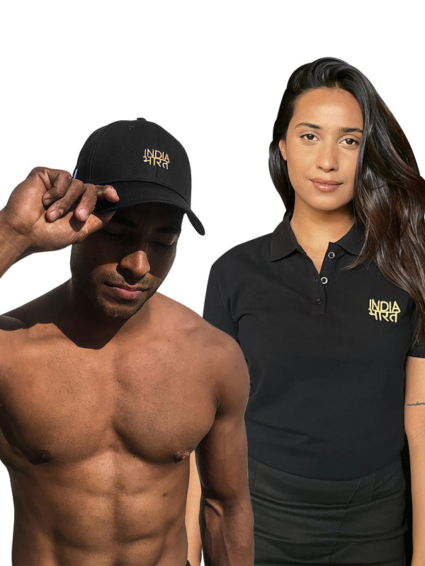 Bharat-India Polo Shirt - Women Fit & Bharat-India Black Cap