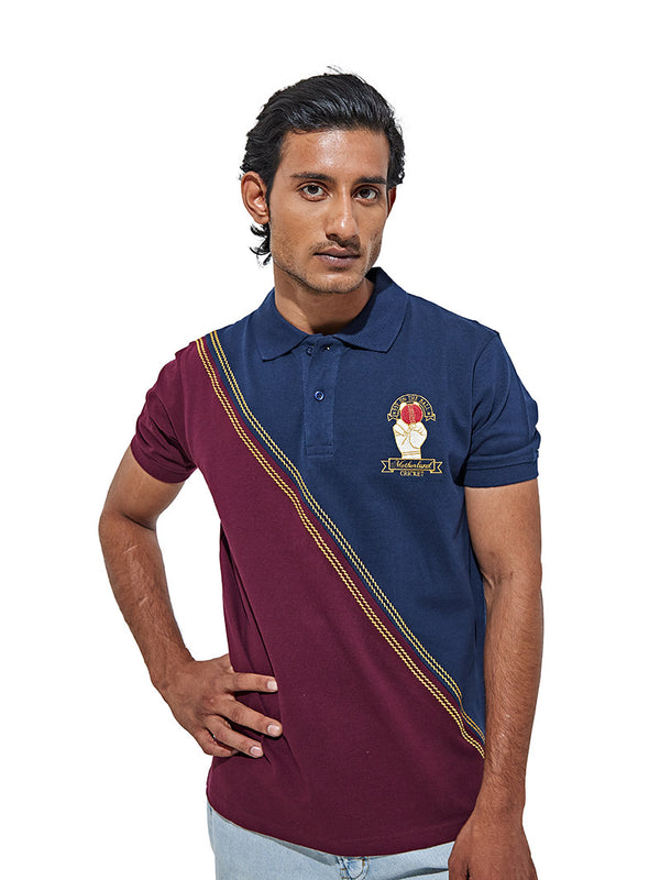 Cricket Polo Shirt - Navy & Maroon