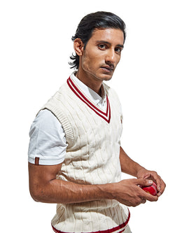 Sleeveless Cricket Sweater – Off White, Unisex Fit