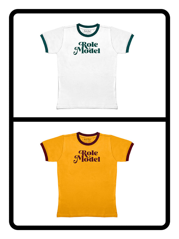 ROLE MODE T-SHIRT YELLOW MAROON & WHITE GREEN COUPLE COMBO
