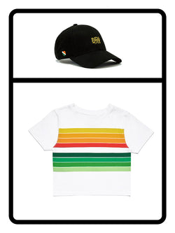 Striped Crop Top &  Bharat-India Cap