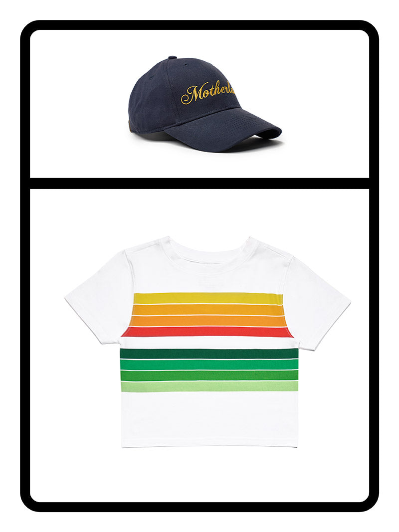 Striped Crop Top & Motherland Cap