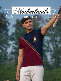 Cricket Polo Shirt - Navy & Maroon